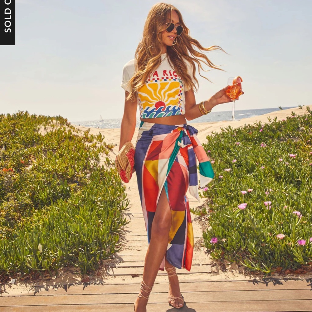 Vici Multicolor Asymmetrical Wrap Skirt